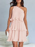 'Hesper' Layered Single Shoulder Mini Dress - Celes Fashion